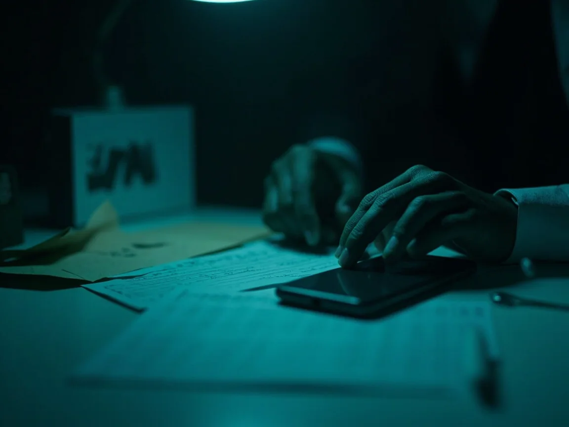 Adult organizing a generic phone, identification envelope, and handwritten notes before contacting support