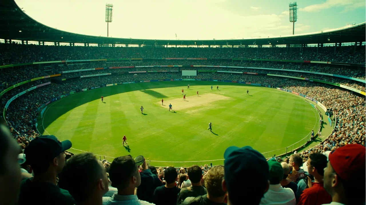 Floodlit IPL stadium at dusk ahead of a night fixture
